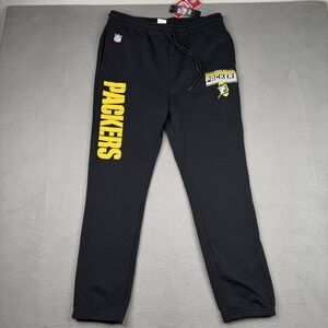 Green Bay Packers Pants Mens Large Black NFL Football Ultra Game Fleece Jogger